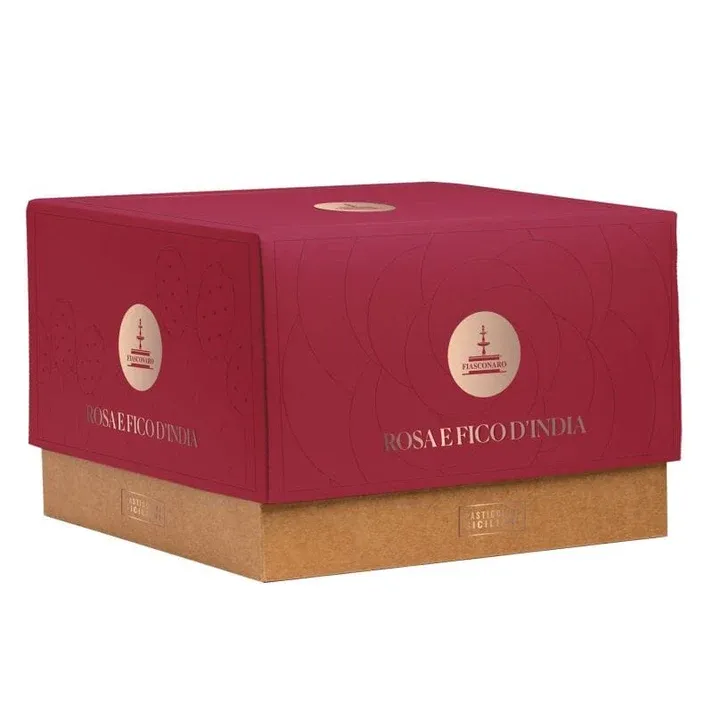 Scatola chiusa Fiasconaro per panettone Rosa e Fico d’India