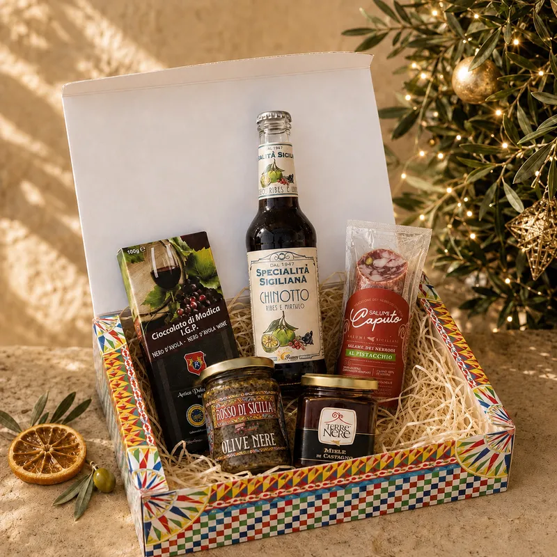 Gift box La Grotta di Polifemo con bevanda, miele e specialità salate